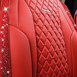 CAR PASS Nappa Red Leather Bling Diamond Seat