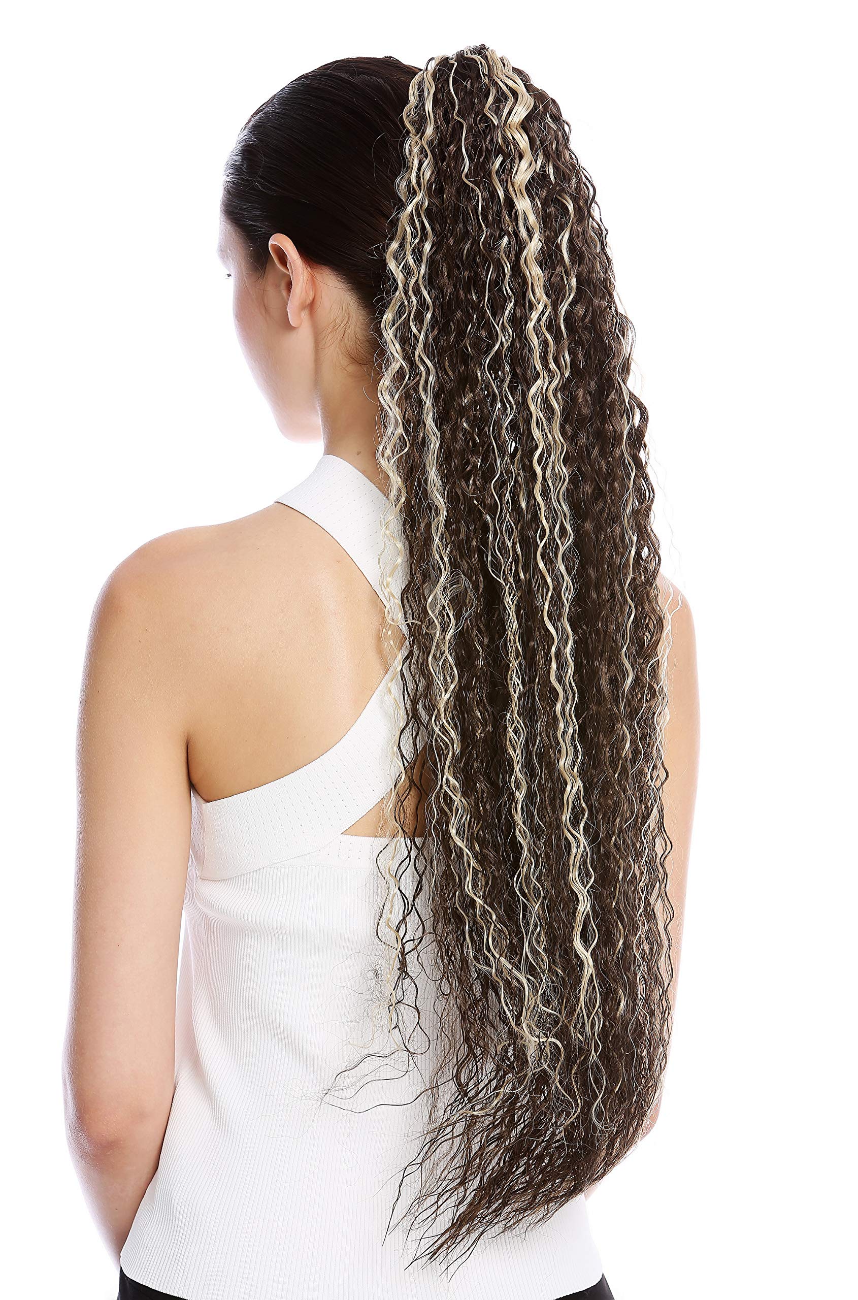 WIG ME UP - N857-V-8TT26 Ponytail Hairpiece Extensions extremely long voluminous curled kinks kinked beach bleach brown blond highlights 29inch