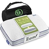 TCOMF Camping Pillow: Dual Cover, Memory Foam Travel Pillow, Medium Firm Camp Pillow, Camping Pillows for Sleeping, 5 Layers for Support, Small Travel Pillow,Small Portable Pillow 10x16 Inches (White)