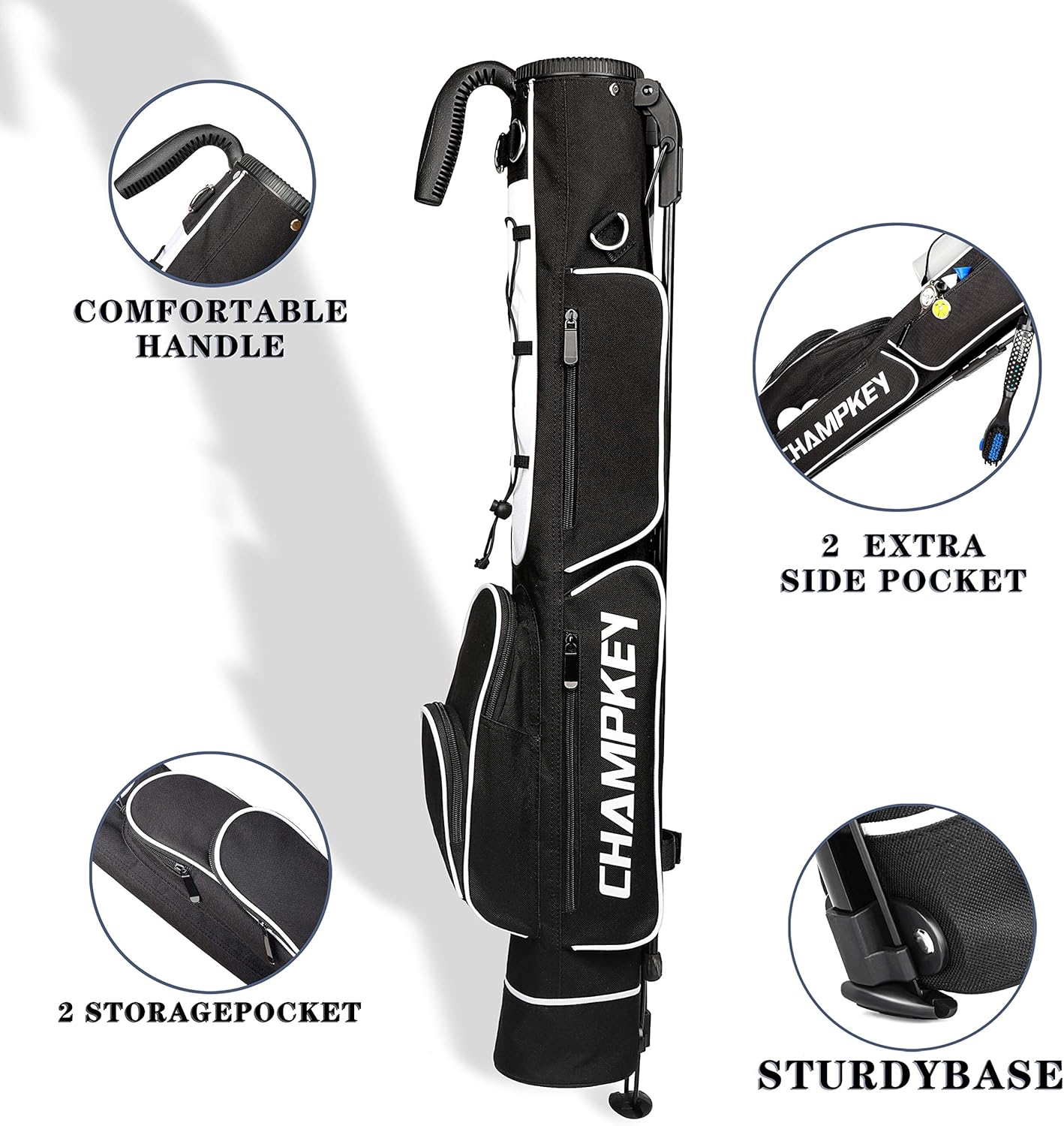 Champkey Lightweight Golf Stand Bag - Easy to Carry & Durable Pitch Golf Bag – Golf Sunday Bag Ideal for Golf Course & Travel : Sports & Outdoors