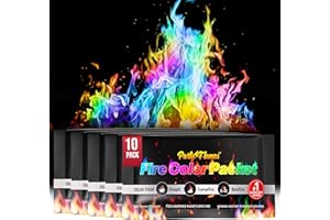 PARTY FLAMES Magic Campfire Fire Color Changing Packets for Fire Pit (10 Pack) Outdoor Fireplaces & Bonfires, Rainbow Colored Flames - Perfect Camping Essential & Accessories - Must Have for Kids & Adults