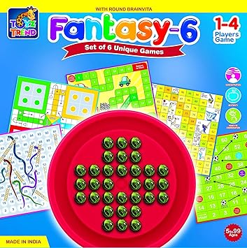 TOYZTREND Fantasy-6 Game. Family Fun Game with 5 Boards in ONE Pack and ONE BRAINVITA