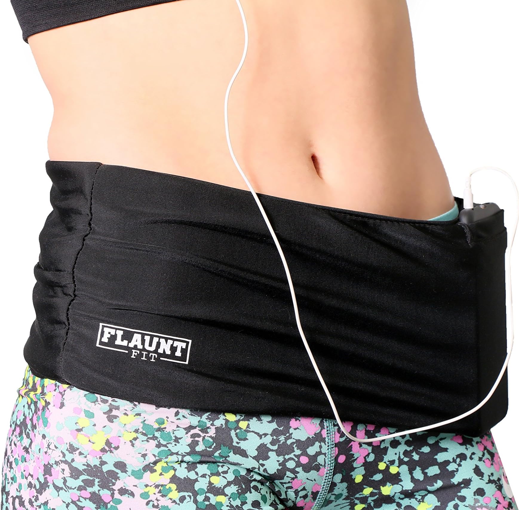 Flaunt Women's Fitness Belt Running Belt for Women Fanny Pack Hip Hugging Fashion Design Travel, Money Belt, Key Holder, for Smartphone Fits iPhone 6 Room for Cash ,Cards Passport Great for Travel, Cycling, dog walking running. Stretch material , Multi sizes