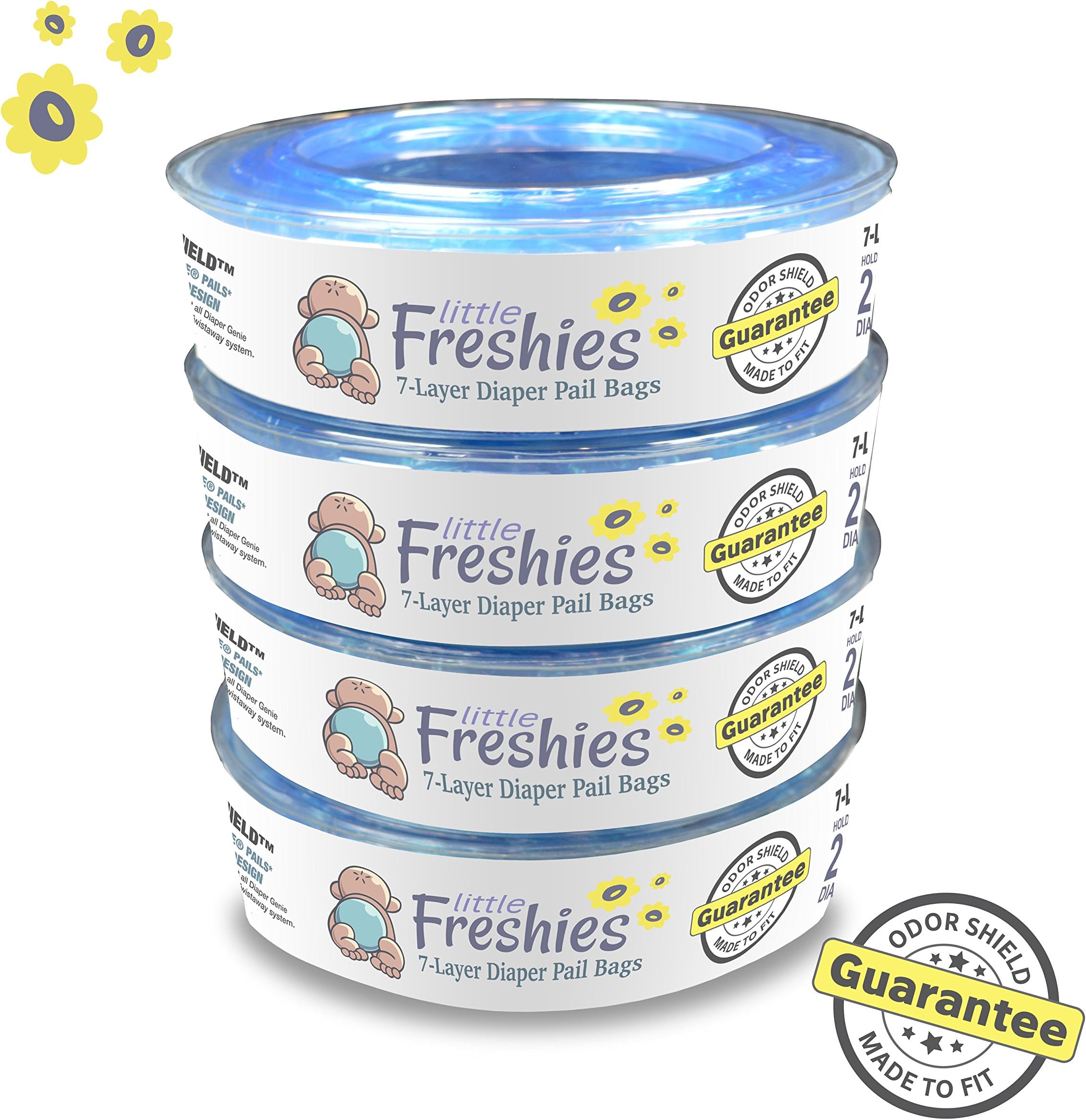 Little Freshies Baby Diaper Pail Refill for Playtex Diaper Genie Refill | Fits Diaper Genie Ii, Diaper Genie Elite and Elite II, and Diaper Genie Expressions | 4 Pack Bundle - 1120 Count - 6 Month Sup