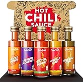 TIMBER TASTE® World Hot Sauce Valentine's Day Gift Set [5x1.35 oz] Hot Sauce Variety Pack - Spicy Condiment Set for Heat Lovers in Mini Bottles - Gourmet Spicy Food Gifts for Women & Men Birthday