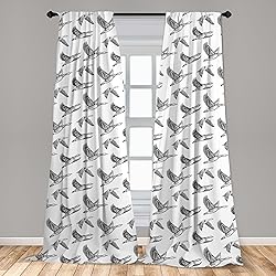 Lunarable Geese Curtains, Flying Geese Wings with