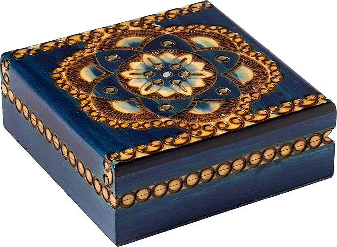 Amazon 職人フクロウ ポリッシュ ハンドメイド チャクラ ルナ 木製ボックス 鮮やかな色 ジュエリー収納 オンライン通販