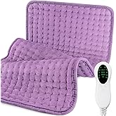 LANVA Heating Pad for Back Pain & Period Cramps Relief - Birthday Gifts for Women Mom Grandma, Portable Electric Neck and Shoulder Heating Pads Large, 10 Heat Settings, ETL Certified, 12"x24", Purple