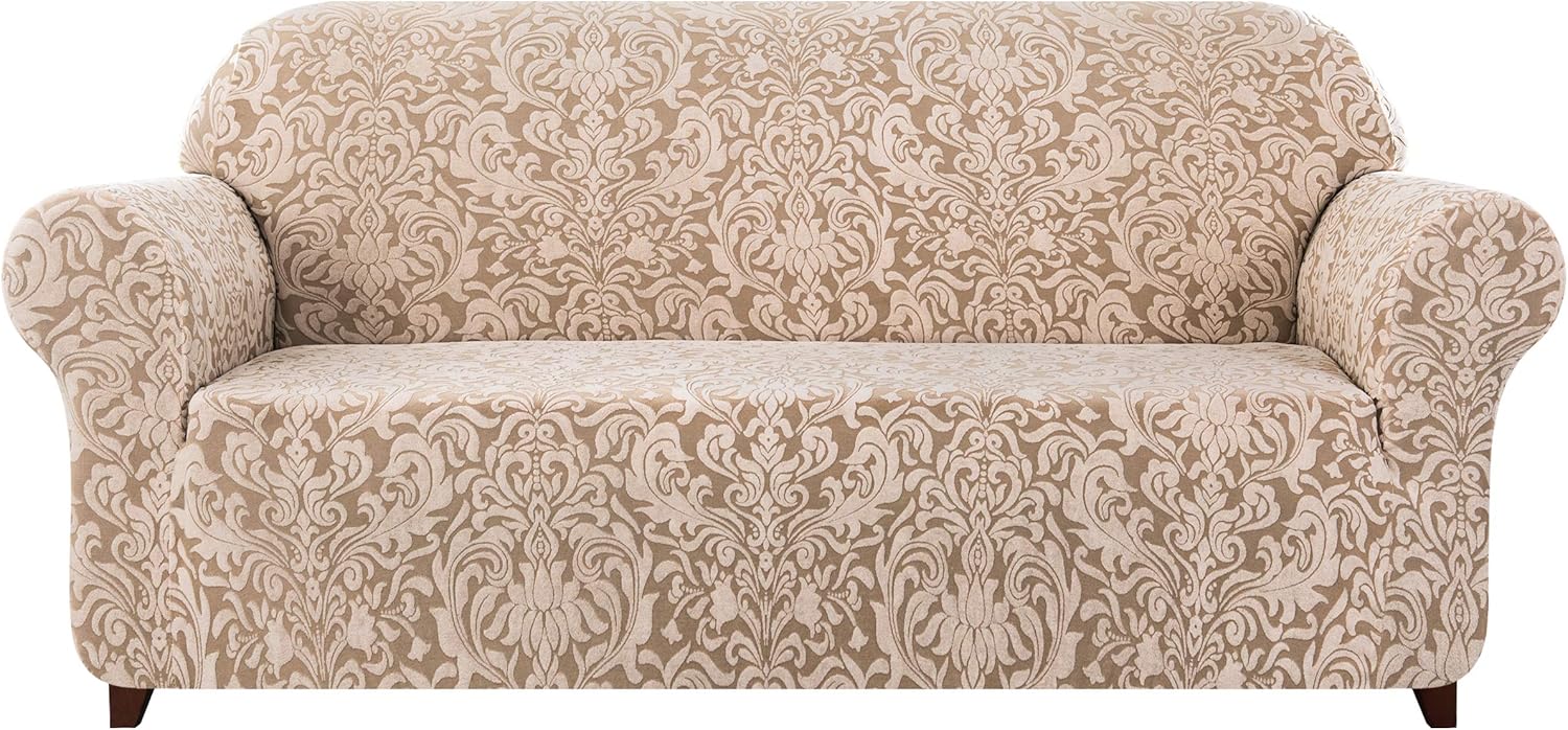 subrtex Sofa Slipcover 1-Piece Jacquard Damask Couch Cover High Stretch Furniture Protector for Armchair in Living Room for Kids, Pets(Small,Light Smoky Gray): Home & Kitchen