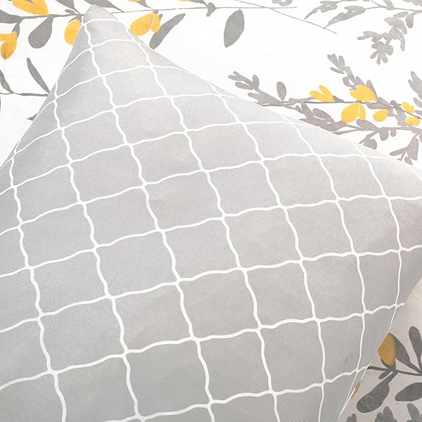 LUSH DECOR APRILE SOFT REVERSIBLE FLORAL COMFORTER SET, 8 PIECE SET, KING, YELLOW & GRAY – FLORAL BEDDING SET – KING SIZED COMFORTER – YELLOW BEDDING – SPRING HOME DECOR – COTTAGE – FARMHOUSE