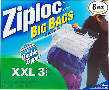 Amazon Com Ziploc Big Bag Double Zipper Xx Large 3 Count Pack Of 8 Health Personal Care