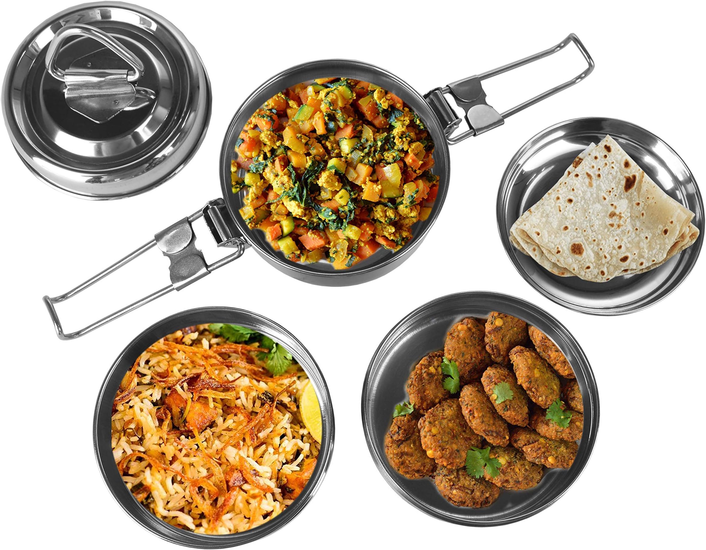Sumeet Stainless Steel Traditional Wire Tiffin Box 10.5cm Dia - 3 Tier