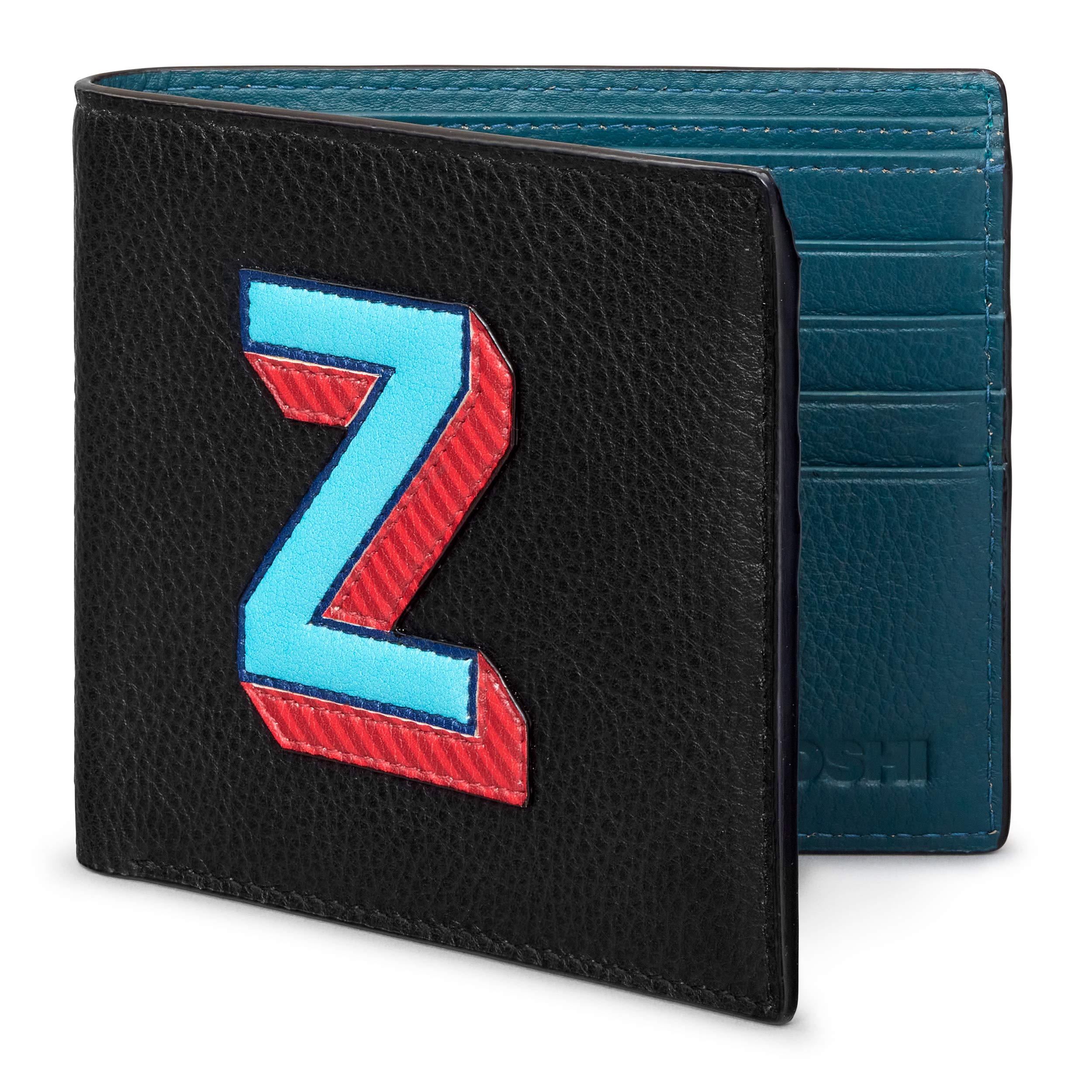 Yoshi Z Monogram Initial Men's Leather Wallet, Genuine Leather Wallet, RFID Blocking Wallet, Slim Wallet for Men