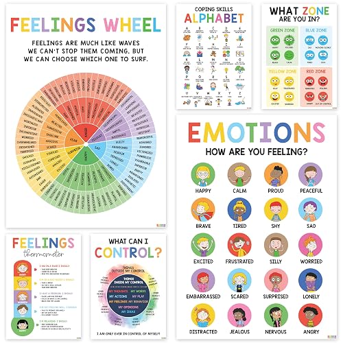 BEAWART 6 Calming Corner Classroom Posters, Feelings Wheel Chart ...