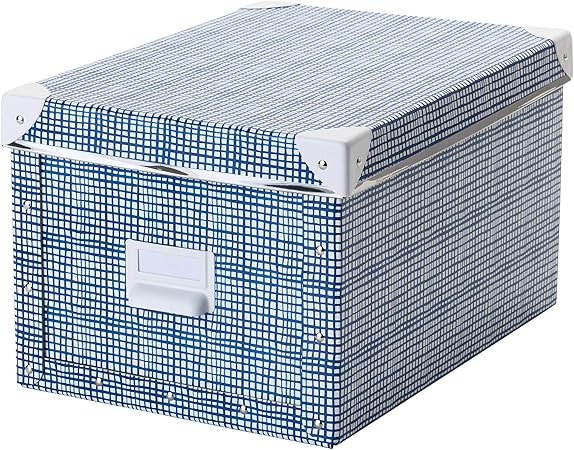 SIU Caja de Almacenamiento con Tapa, Color Blanco y Azul, tamaño montado, sin asa: 35 cm