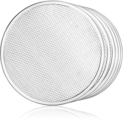 New Star Foodservice 12" Commercial Aluminum Pizza Screen Pan Baking Sheet Set 6