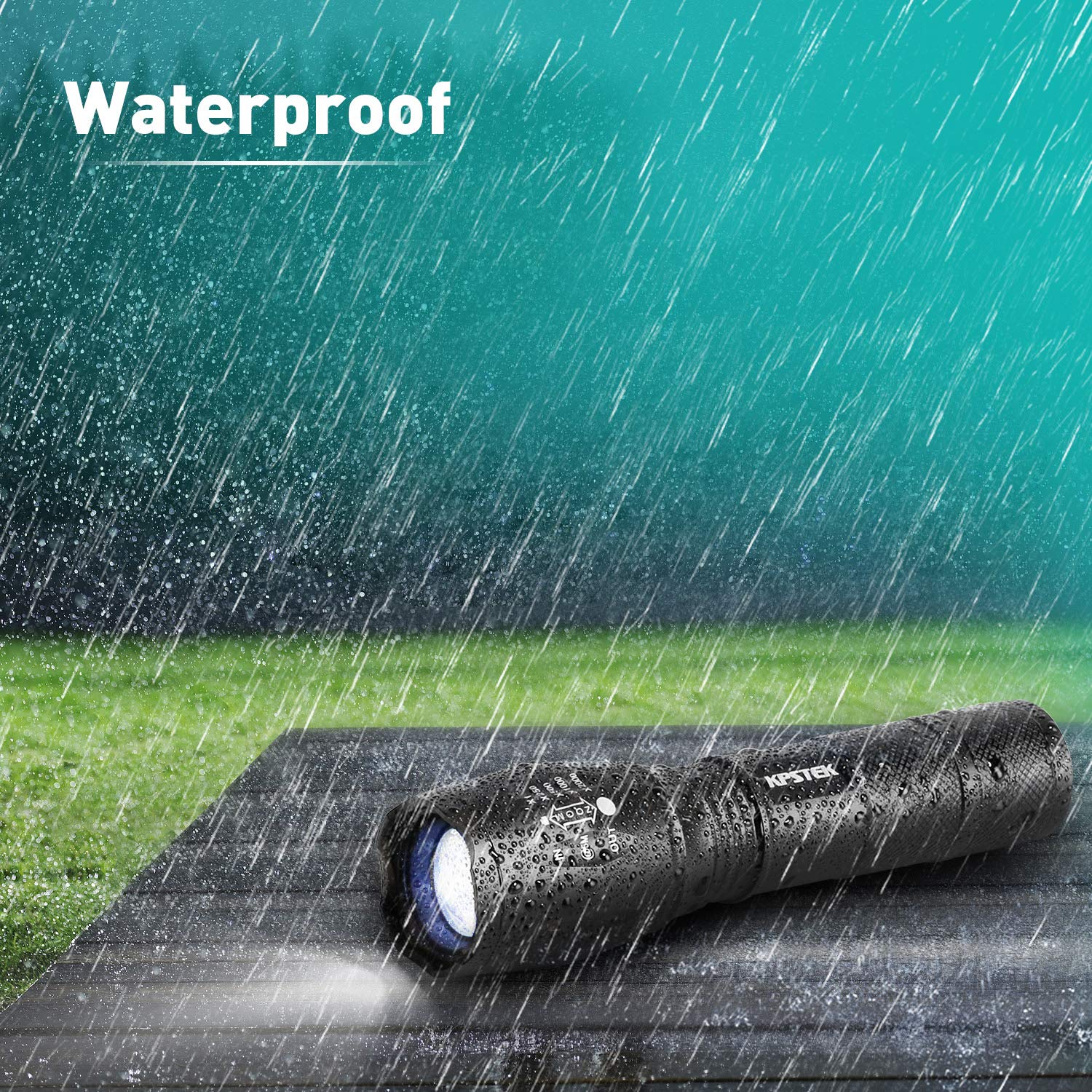 4Pcs Tactical Flashlights, KPSTEK High Lumen XML T6 LED Flashlights Outdoor Portable Water Resistant Tac Light with 5 Modes, Zoom Function, Adjustable Focus (Batteries Included)