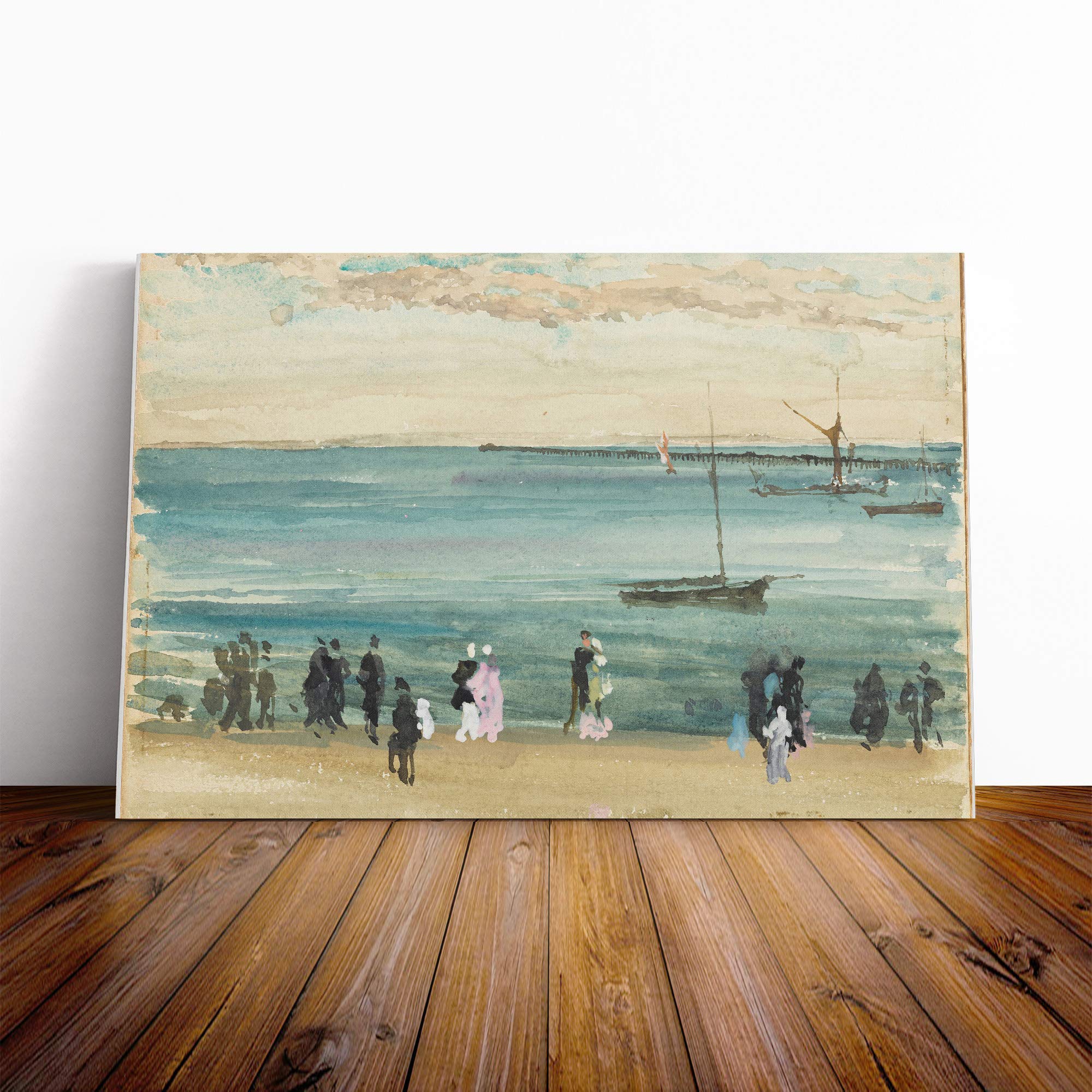 James McNeill Whistler Southend Pier Canvas Print | Gallery Wrapped 30mm Frame Wall Art | 20x14 inches | Ready to Hang | Modern Beach Picture | Living Room Bedroom Lounge Office
