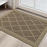 COSY HOMEER Non-Slip Door Mat 20"x32", Entryway Rugs Low Profile Absorbent Dirt Trapper Doormat for Front Entrance, Washable Polypropylene Entry Mat (Beige)