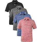 Orrstarry 4 Pack Boys Short Sleeve Polo Shirts Dry Fit Athletic Performance Collared Golf Shirts for Youth