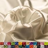 Ice Fabrics Stretch Charmeuse Satin Fabric by The Yard - 58/60&rdquo; Wide Silky &amp; Smooth Charmeuse Fabric by The Yard for Sewing Apparel, Dresses, Night Gowns, Tablecloths &amp; More - Ivory - 1Yard