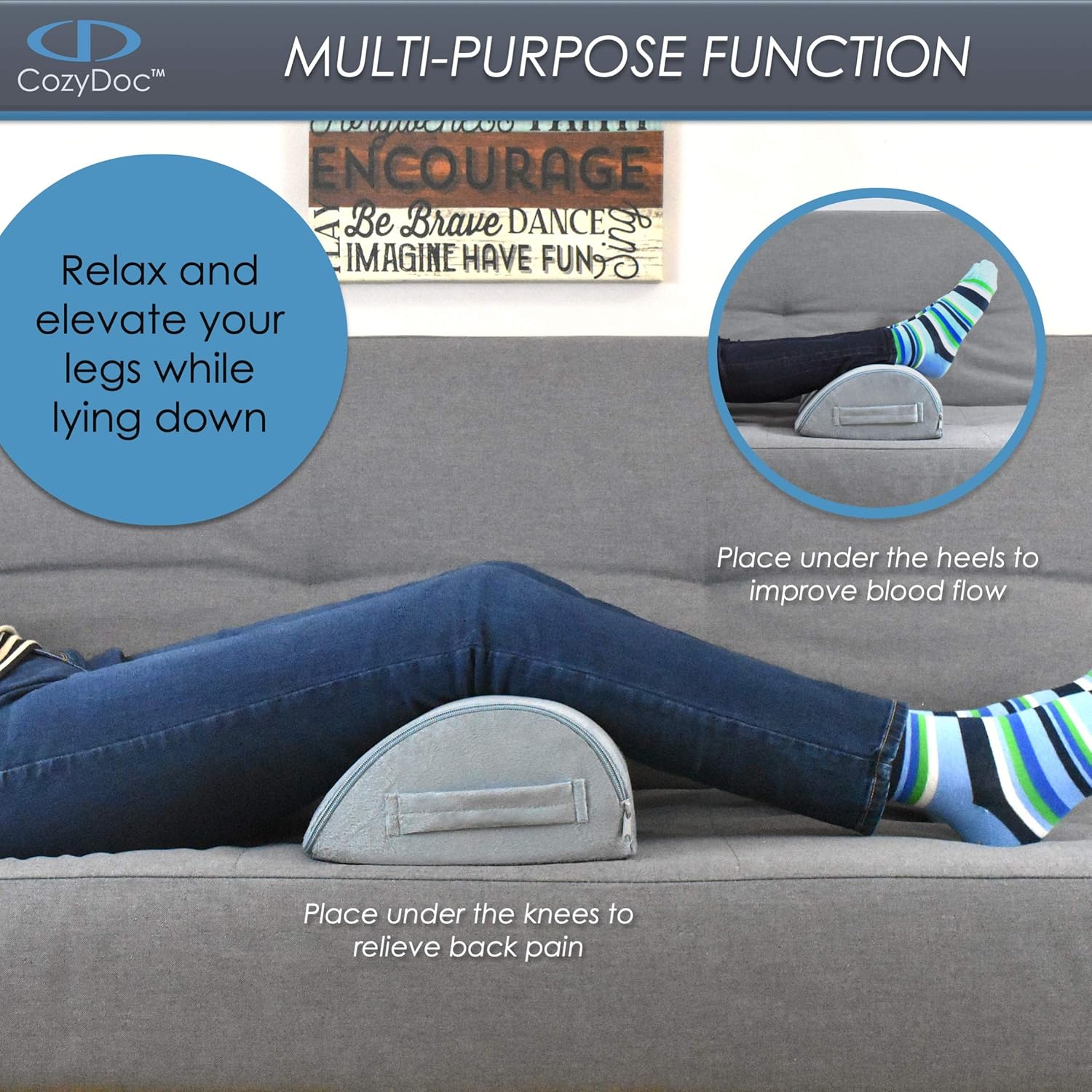 CozyDoc Ergonomic Foot Rest Cushion Under Desk + Massage Ball | The Most Comfortable Footrest for Home, Office, Travel | Doctor Designed Orthopedic Foam for Feet, Knee, Back Pain Relief【Gray】 : Office Products