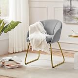 Yaheetech Velvet Tub Chair Modern Accent Armchair with Gold Leg Grey view 9