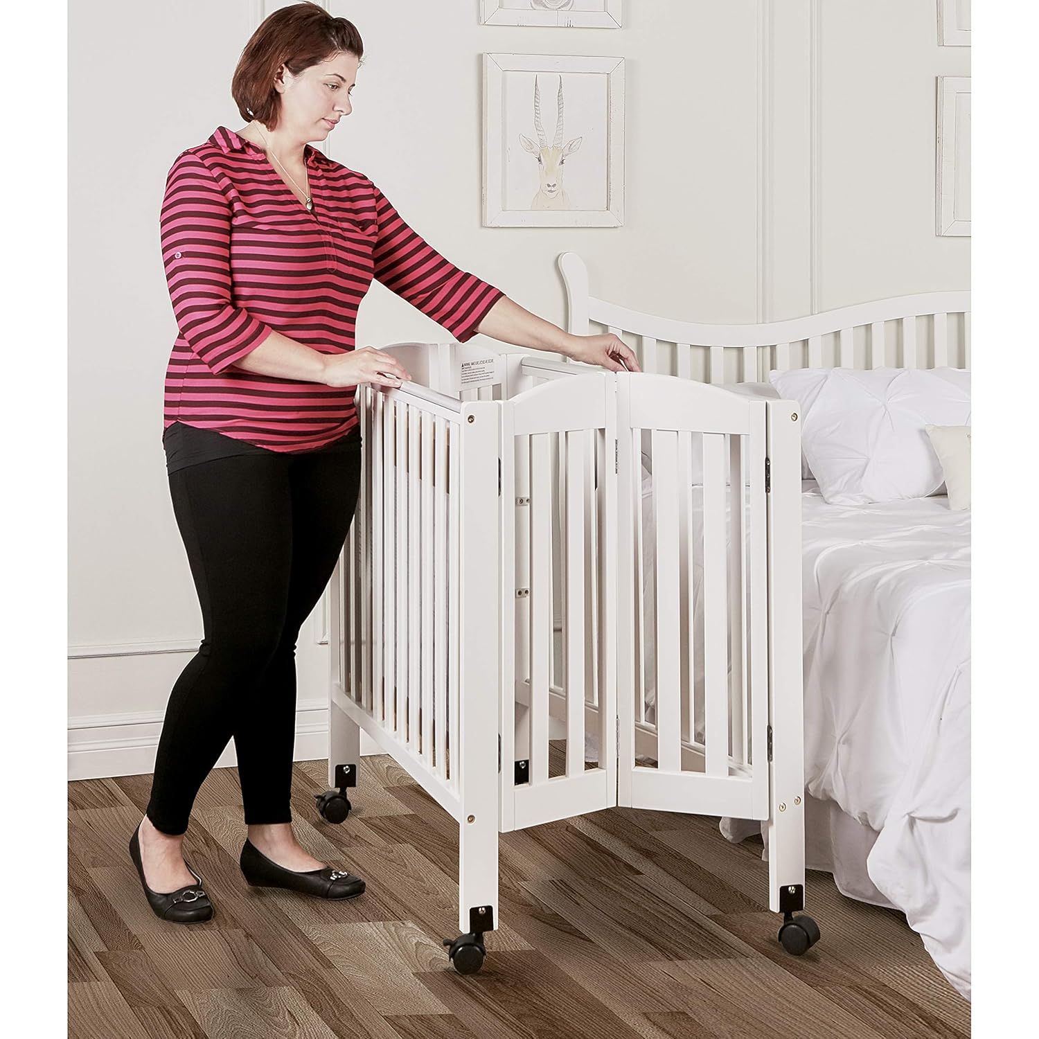 dream on me full size 2 in 1 folding stationary side crib