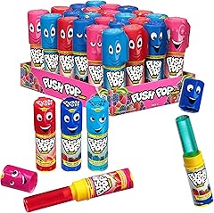 Push Pop Halloween Candy Variety Pack, 24Ct Bulk Individually Wrapped Lollipops for Party Favors in Assorted Flavors, Full Si
