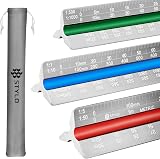 Stylo 30cm Aluminum Architect Scale Ruler Metric Color Coded Grooves