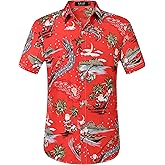SSLR Men's Santa Claus Party Tropical Ugly Hawaiian Christmas Shirts