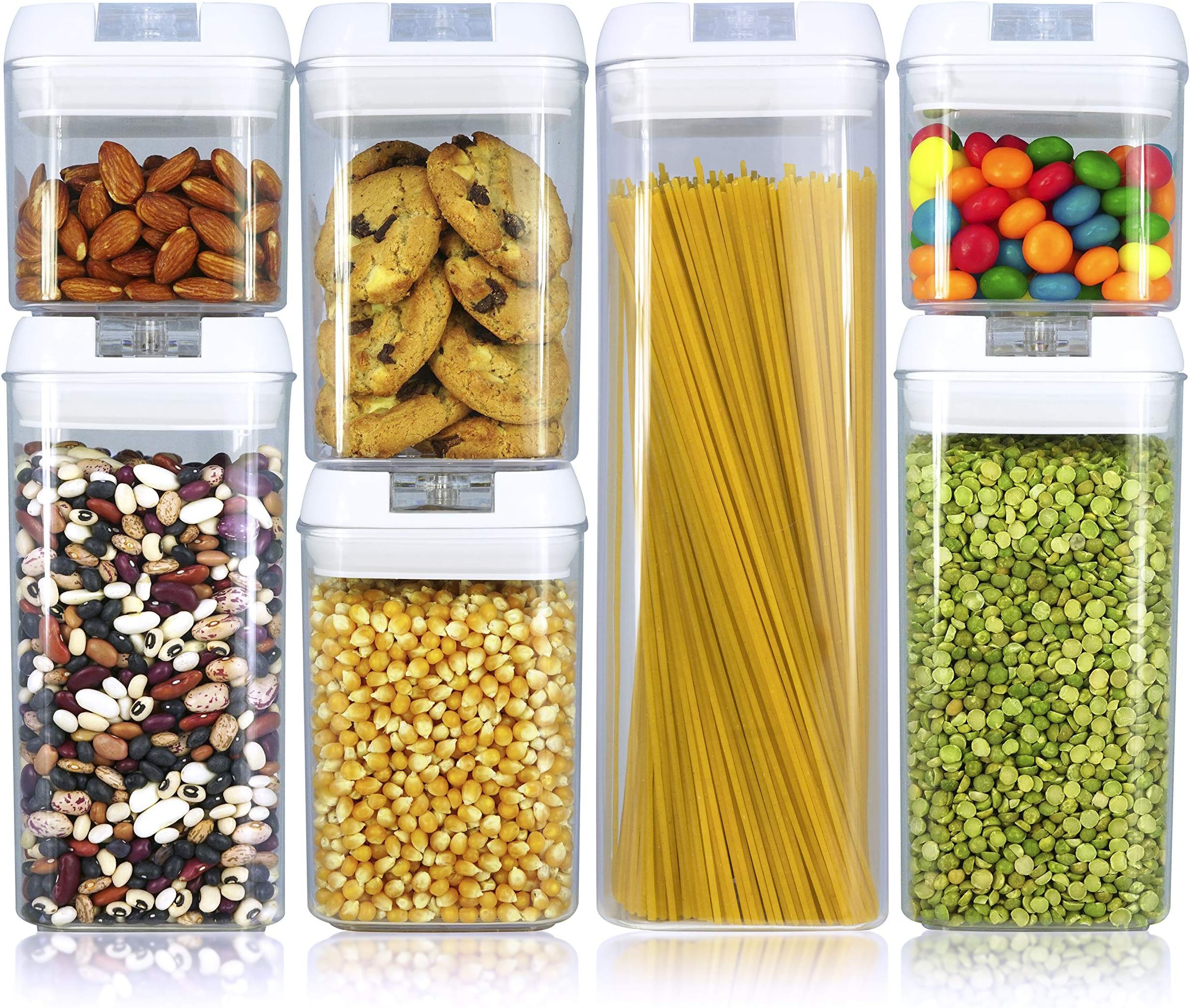 Balchy Airtight food storage container set, 7 pieces, kitchen organizer, easy lock & Clean, Dishwasher free,