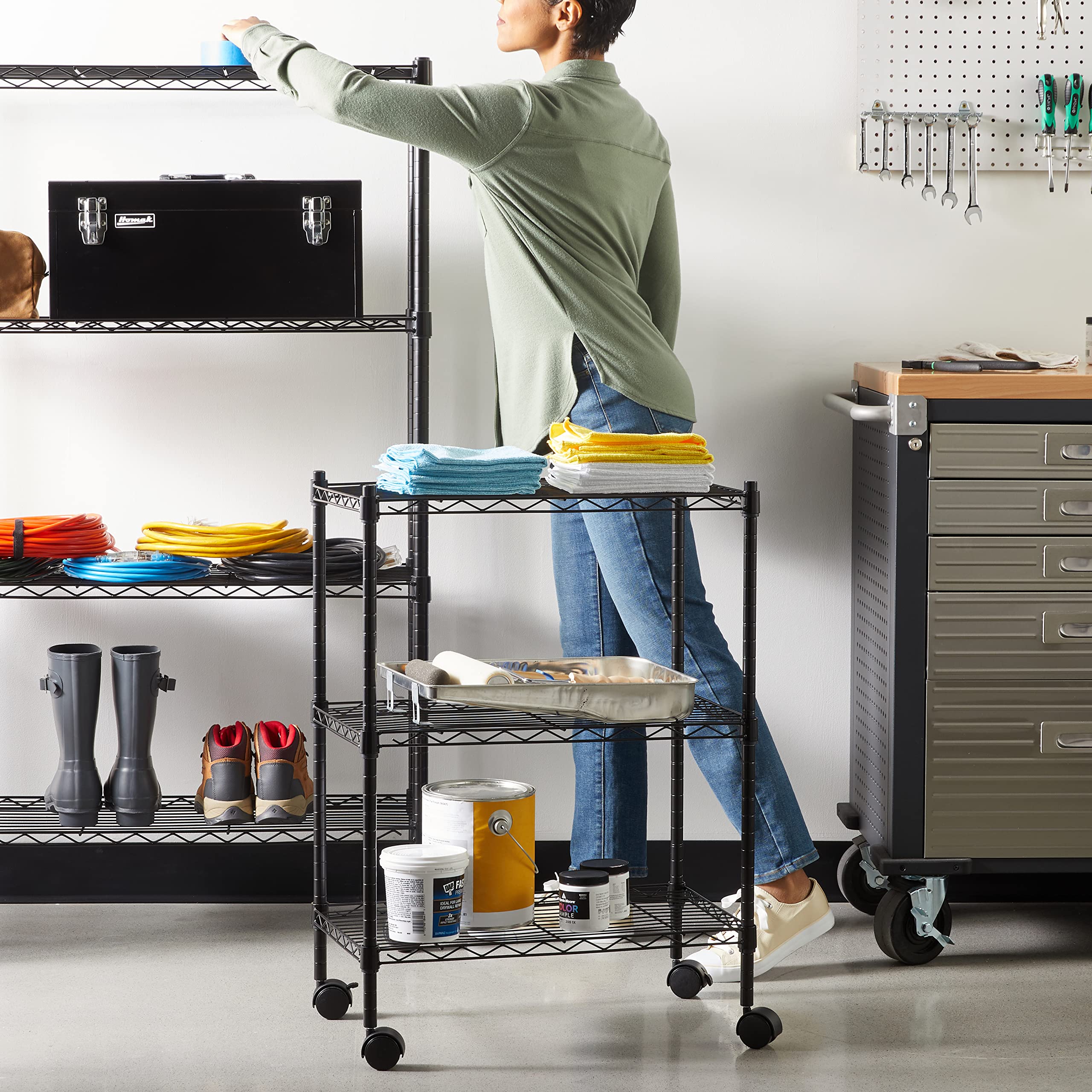 Mua Amazon Basics 3-Shelf Adjustable, Heavy Duty Storage Shelving Unit ...