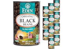 Eden Organic Black Beans, 15 oz Can (12-Pack Case), No Salt Added, Non-GMO, U.S Grown, Heat and Serve, Macrobiotic, Turtle Beans, Frijol Negro, Caviar Criollo