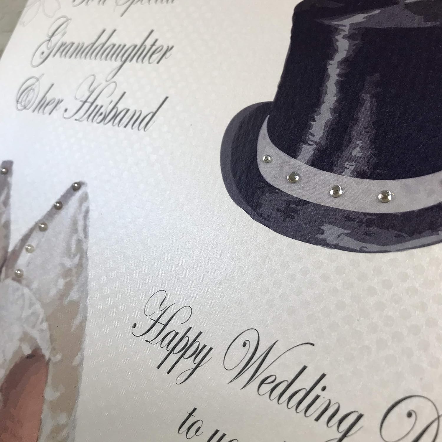 WHITE COTTON CARDS To a Special Granddaughter & her Husband Happy Day to you both Handmade Wedding Card, XPD33, 22x22cm - Image 4