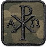 Christogram Christian Patches - Chi Rho Jesus Patch for Backpacks, Trucker Hat, DIY Applique, Bags Military Patches - Christian Morale Patch with Hook and Loop (Military Сamouflage)