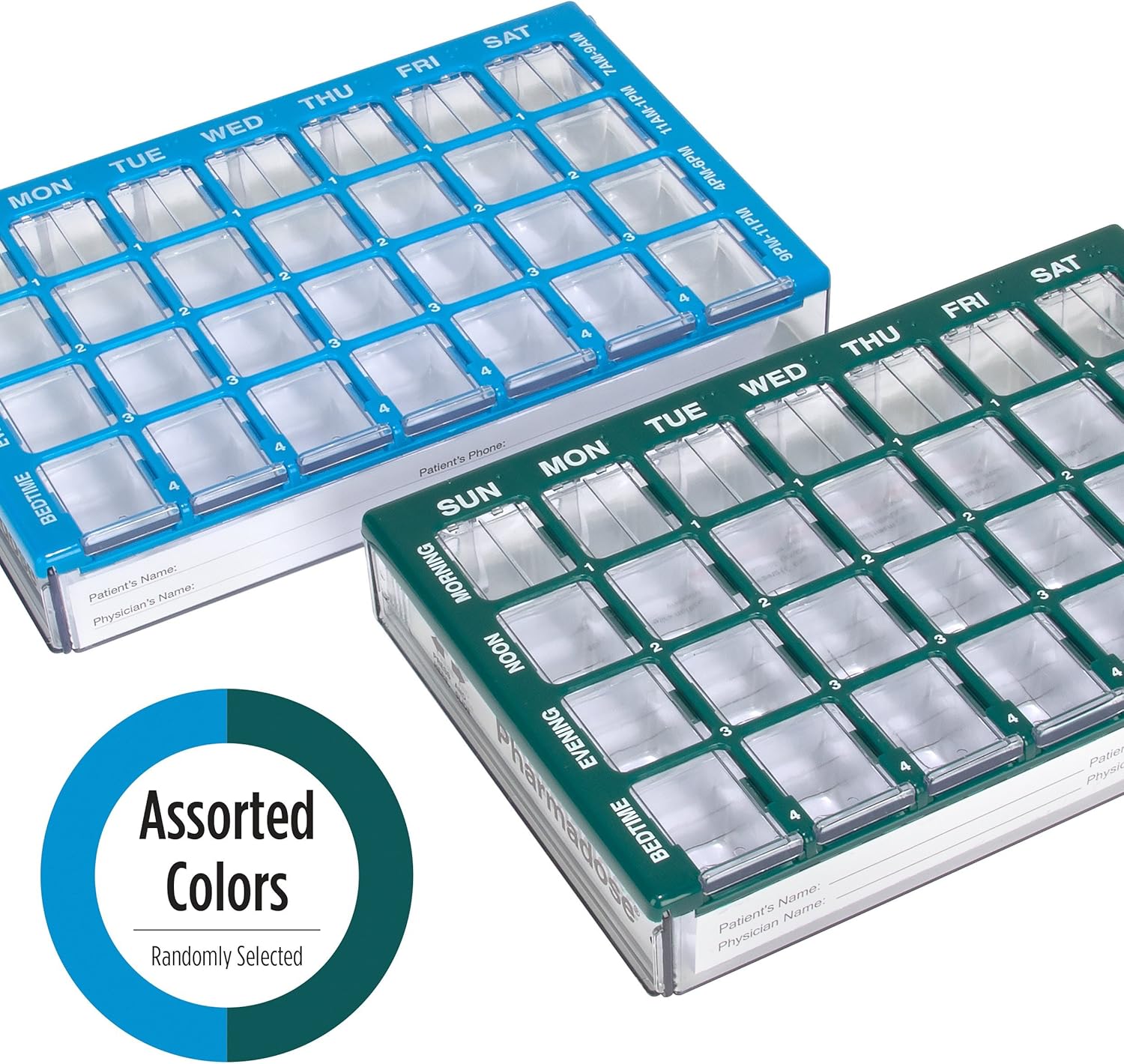 Ezy Dose (7-Day) Pill, Medicine, Vitamin Organizer Box | Weekly, 4 Times a Day, AM PM | Medium Compartments | Clear Lids: Health & Personal Care