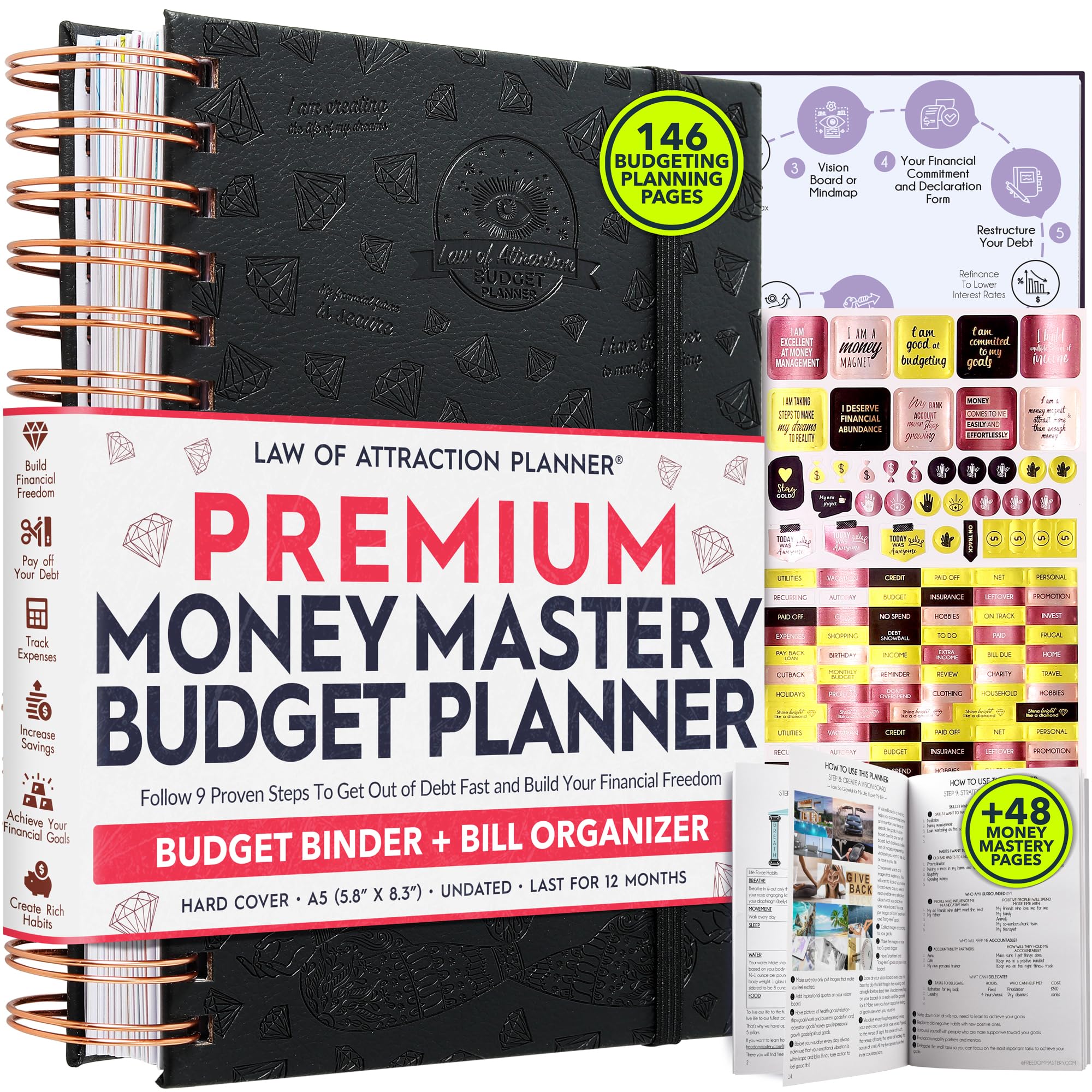 Budget Planner and Monthly Bill Organizer + Cash Envelope Buget Sytem | Finance Planner, Bill Payment Tracker & Money Saving with Panduo App | Money Mindset Journal for Attracting Financial Abundance