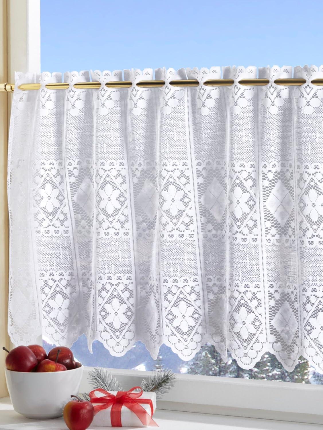 Rollos Gardinen Vorhange Scheibengardine M Bogen Bistrogardine Set Panneaux Jacquard Gardine Weiss Typ163 Mobel Wohnen Elin Pens Ac Id