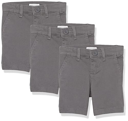 Amazon Essentials Girls' School Uniform Shorts for Kids, Pack of 3, Grey, 12