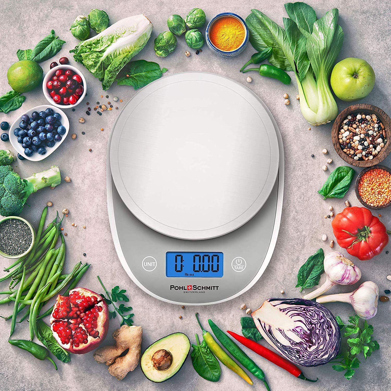 Pohl+Schmitt Digital Food Kitchen Scale, Multifunctional Weight Measuring for Cooking and Baking in Grams/Ounces, Auto Shut-Off, Stainless Steel (Batteries Included) (Silver): Industrial & Scientific