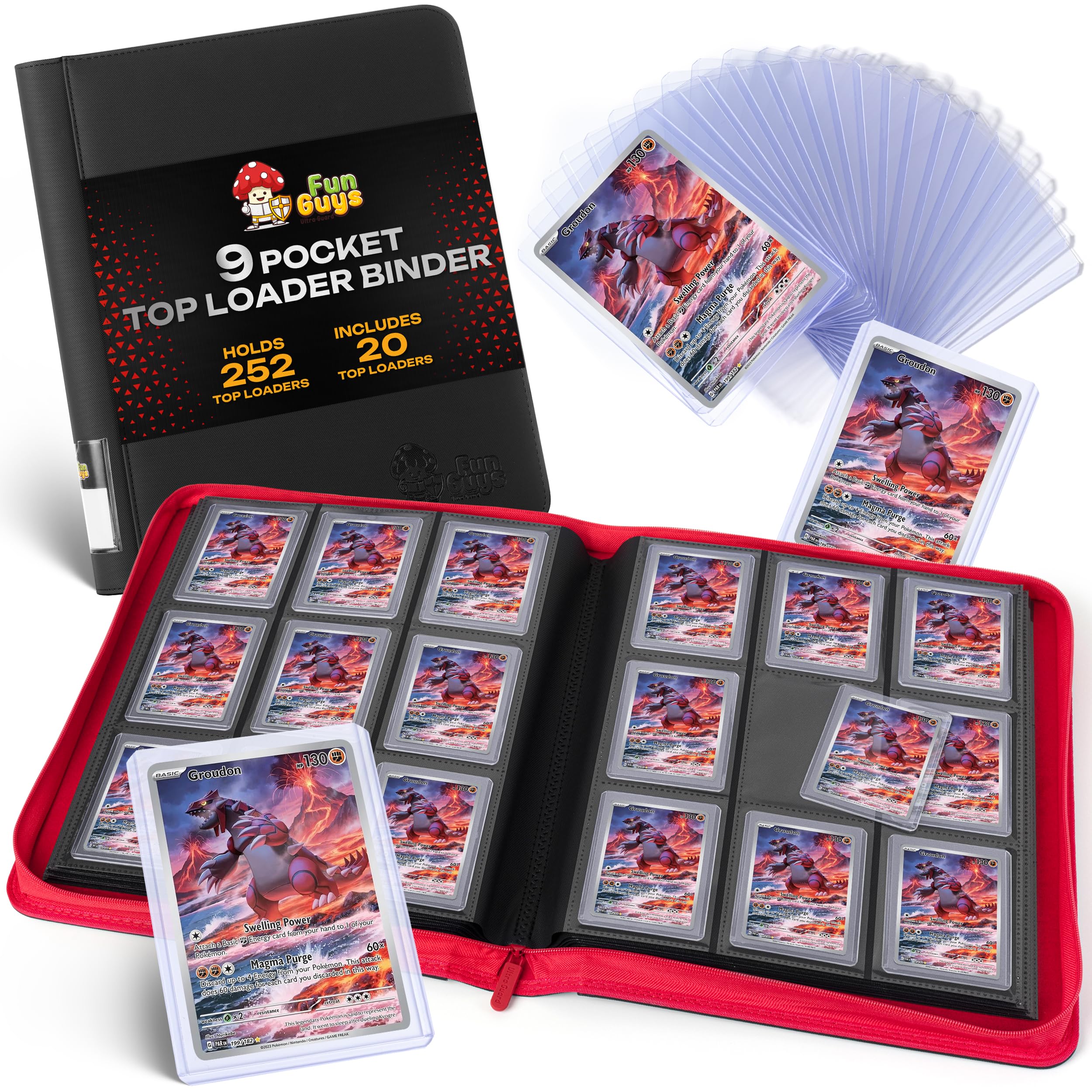 FunGuys Toploader Binder, Trading Card Binder Storage, 252 9 Pocket Top Loader Pokemon Binder, Card Collection for Yugioh, MTG, TCG, Card Folders for Trading Cards — image 1
