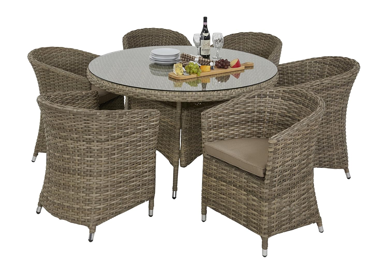 Mailand 6 Sitz rund Stuhl Set - Beige jetzt bestellen