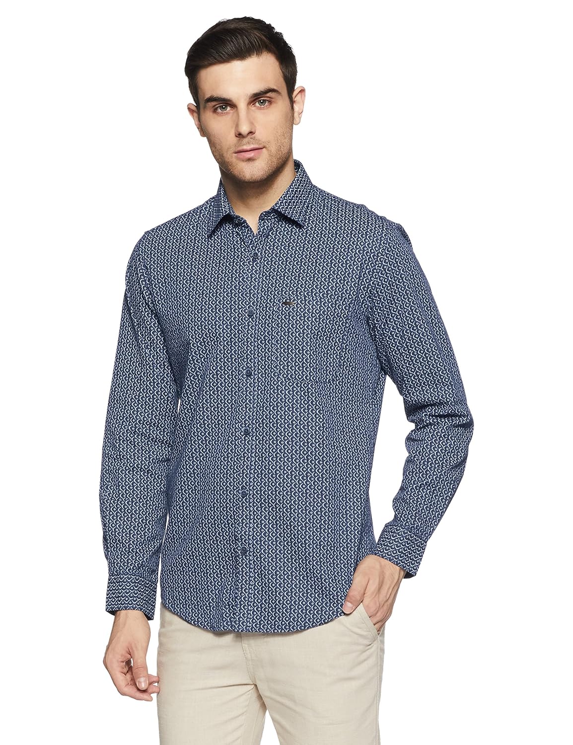 peter england men's printed slim fit casual shirt