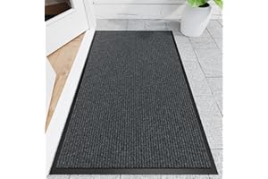 Naturei Front Door Mat, 3' x 5' Heavy Duty Indoor Outdoor Welcome Mat for Entryway, Commercial Floor Entrance, Low Profile, Non-Slip, Durable Rubber Backing for Entry, Patio, Home