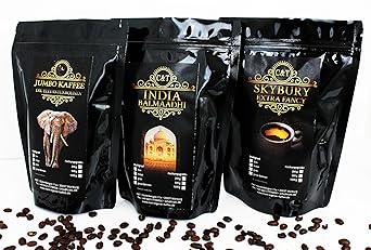 Geschenk Set exklusive Kaffee-Raritäten Jumbo-Kaffee (Maragogype), Skybury & India Balmaadi Spitzenkaffees (Ganze Bohne)