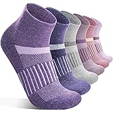 6 Pairs Merino Wool Ankle Running Hiking Socks Compression Support Breathable Thick Cushion No Show Socks for Women Men
