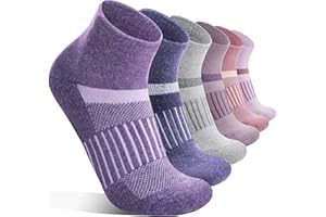 ANLISIM 6 Pairs Merino Wool Ankle Running Hiking Socks Compression Support Breathable Thick Cushion No Show Socks for Women Men