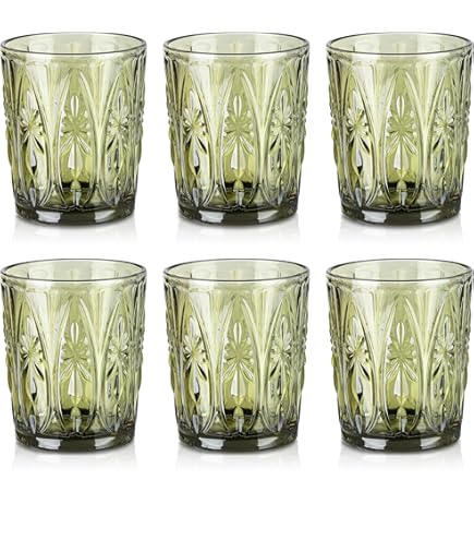 Amazon.com | Zodax Tuscan Handmade Etched Glass - Sets of 4 (DOF