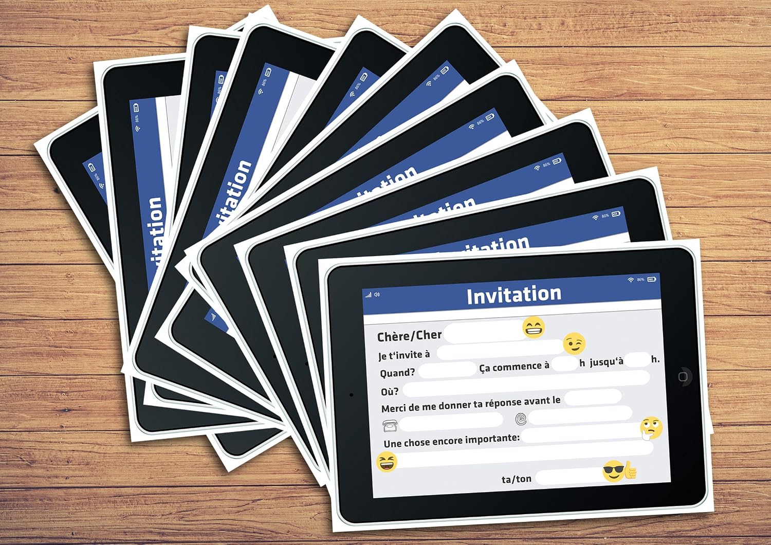 12 Cartes Dinvitation Anniversaire Enfant Theme Tablette Cartes Invitations Filles Garcons Enfants Carte Invitation Tablette Tablet Smartphone Smiley Emoji Assortiment De Cartes Anniversaire Decorations Et Accessoires De Fetes Loisirs Creatifs